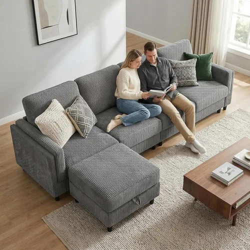 Vista 21 de KKL Sofá modular de 84 pulgadas, sofás de 3 plazas para sala de estar con almacenamiento, sofá modular de asiento profundo seccional, funda