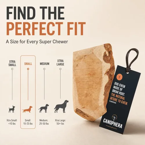 Vista 7 de Canophera Raíz masticable para perros, madera de brezo natural para dientes y encías saludables, tamaño pequeño