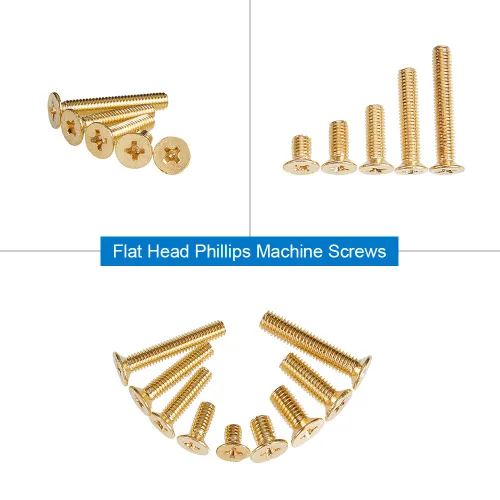 Vista 3 de INCREWAY Tornillos de máquina, 160 Uds M4 M5 10 Tamaños Latón Pernos de Cabeza Plana Phillips Drive Tornillos de Máquina Surtido Kit