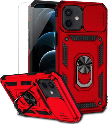 Vista 13 de Funda para iPhone 12 Mini con cubierta para lente de cámara, protector de pantalla HD, doble capa de protección contra caídas de grado militar