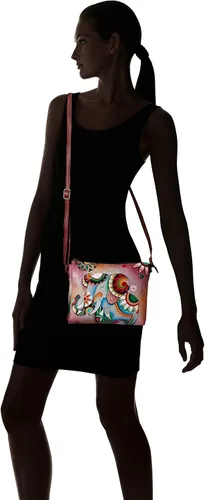 Vista 6 de Anna by Anuschka Bandolera mediana delgada de cuero genuino pintada a mano para mujer