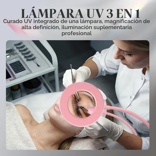 Vista 6 de krofaue Lámpara de uñas UV con lupa 6X, 4 brillo, modo de luz dual Lámpara UV para uñas con lupa 6X