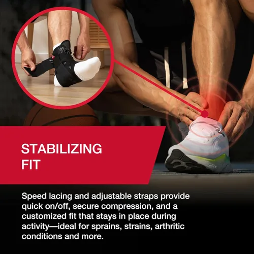 Vista 6 de MUELLER Sports Medicine The One Tobillera Premium, soporte para aliviar el dolor de tobillo para hombres y mujeres, ideal para esguinces