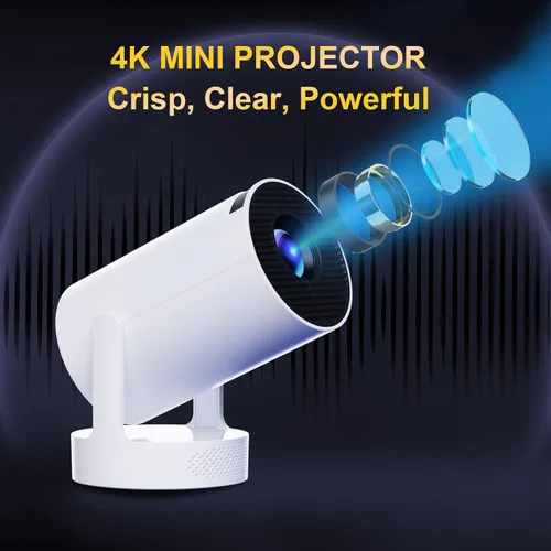 Vista 8 de Mini proyector con WiFi y Bluetooth, compatible con proyector portátil 1080P 4K, proyectores inteligentes Android 14 HY300 Ultra, corrección