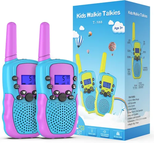 Vista 10 de Selieve Juguetes para niños y niñas de 3 a 12 años, Walkie Talkies para niños de 22 canales, juguete de radio de 2 vías con linterna LCD