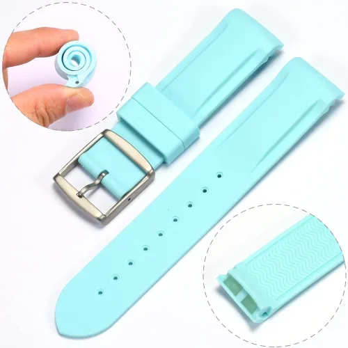 Vista 4 de WRISTARMOR Correa de goma curvada de 0.787in compatible con Omega x swatch Speedmaster Moonswatch Couple silicona pulsera