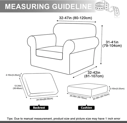 Vista 3 de UNBBRRL Fundas de sofá de 3 piezas para sofá, funda de terciopelo elástico para sillón con 1 funda de cojín de asiento y 1 funda de respaldo