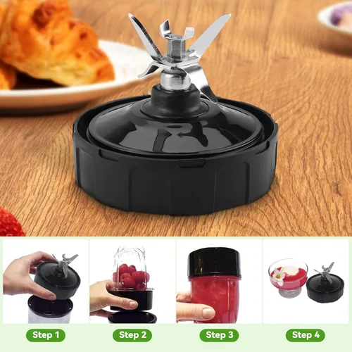 Vista 5 de Cuchillas cruzadas con juntas de goma piezas de repuesto para licuadora NUTRI NINJA, pieza de repuesto de hoja cruzada para licuadora Magic Bala