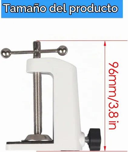 Vista 3 de Soporte de lámpara universal con abrazadera en C Base de abrazadera de montaje de escritorio para luces de brazo oscilante, iluminación de Blanco
