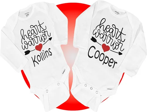 Vista 4 de Regalos de guerrero del corazón - Body personalizado 100% algodón - Talla unisex - Negro o blanco disponible - Ropa de bebé CHD