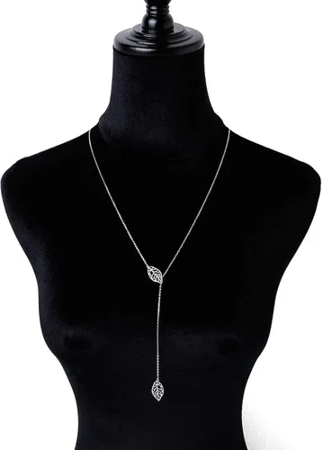Vista 2 de Collar largo de plata de ley Larait Bar Y Lariat de cadena larga ajustable collar de regalo para ella, 30 pulgadas