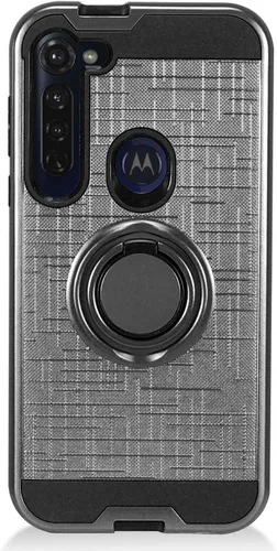 Vista 6 de Para Motorola Moto G Stylus XT2043, Moto G Power XT2041 (versión 2020) - Funda híbrida con soporte de anillo - RS2 Gris