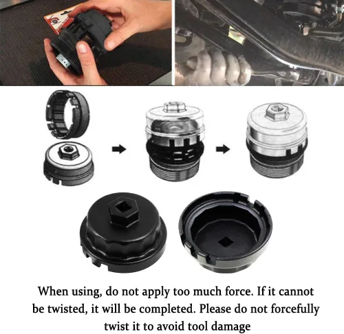 Vista 4 de Llave de filtro de aceite, 2.520 in, resistente, compatible con Toyota, Camry, Tundra, Lexus, Sienna, RAV4, Highlander, plata