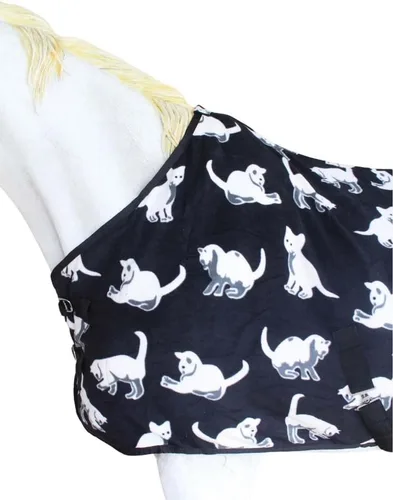 Vista 3 de Challenger Caballo Suave Fleece Cooler Ejercicio Manta Mecha Humedad Invierno Liner 43EE02 Gatos blancos