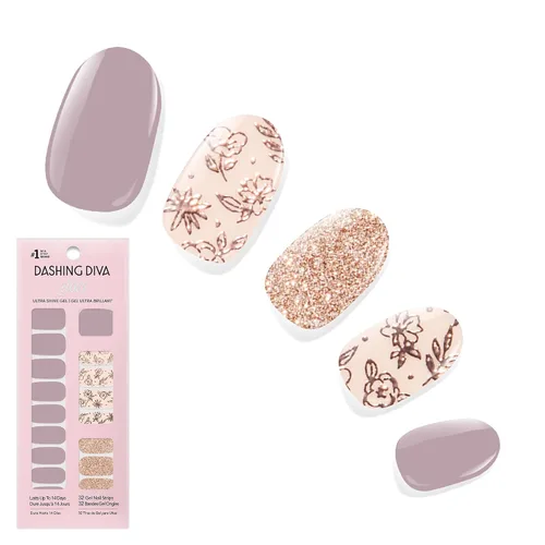 Vista 9 de Dashing Diva Flor Azul - Tiras de uñas de gel brillantes, sin rayos UV, resistentes al astillado, de larga duración, juego de manicura de 3 piezas