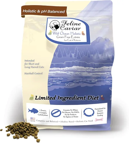 Vista 10 de Comida seca para gatos con caviar felino, libre de espíritu: pollo y salmón, ingrediente holístico limitado, sin granos, alimento seco para gatos