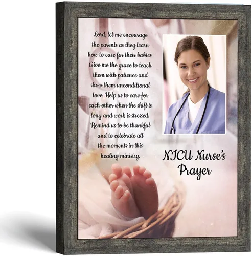 Vista 14 de NICU Nurse Gift, Nurse’s Prayer Thank You Gift, Photo Frame Wall Art Barnwood