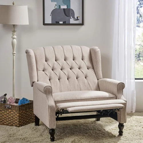 Vista 7 de Christopher Knight Home Salome - Reclinador de empuje hacia atrás, beige, marrón oscuro