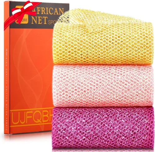 Vista 39 de UJFQBH African Net Sponge Authenti, exfoliante corporal para espalda y zonas de difícil acceso, exfoliante diario suave para limpieza profunda Gris