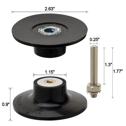 Vista 3 de Paquete de 2 soportes de disco de 3" para pulir, lijar, preparar superficies, vástago de 1/4