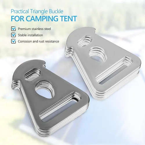 Vista 4 de BESPORTBLE Gancho de hebilla triangular para tienda de campaña, hebilla de cuerda triangular de acero inoxidable para acampar al aire libre, toldo