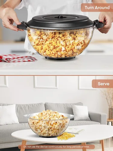 Vista 4 de HOUSNAT Máquina de palomitas de maíz, máquina para hacer palomitas de maíz de 28 tazas, 800 W con tecnología de calentamiento rápido, superficie
