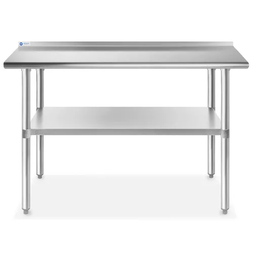 Vista 2 de Gridmann mesa de cocina comercial para trabajo y preparación, de acero inoxidable, con protector contra salpicaduras - 72" x 30".