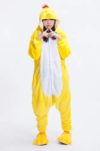 Vista 3 de Disfraz de animal Kigurumi de pollo para adultos, ropa para el hogar, ropa de descanso