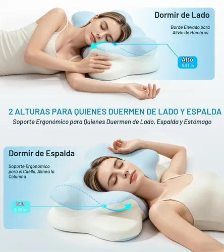 Vista 7 de Almohada de apnea del sueño, almohada cervical para el dolor de cuello y alivio de ronquidos, almohada ergonómica de enfriamiento de espuma