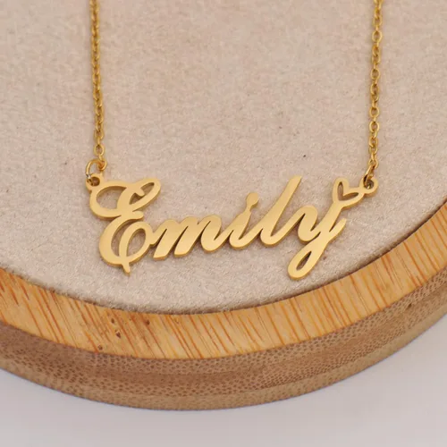 Vista 3 de Aoloshow Collar personalizado con nombre de corazón personalizado con cualquier nombre, joyería de acero inoxidable para mujer, regalo de graduación