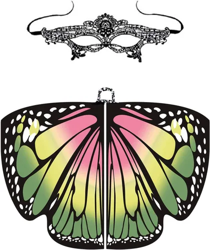 Vista 2 de Capa de mariposa para fiesta de baile y alas de hadas para disfraz de Halloween