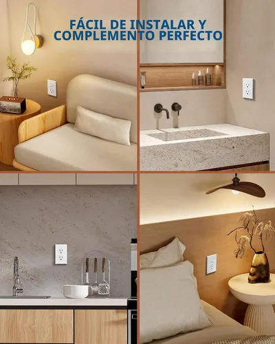 Vista 8 de DEWENWILS Paquete de 10 placas de pared dúplex, cubierta de enchufe de metal blanco liso, cubierta de interruptor de luz para sala de estar Blanco