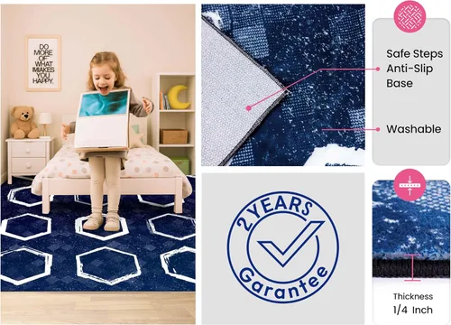Vista 3 de OLEEK Large Classroom Rug Elementary 5x7 - (Washable) Classroom Rugs for Kids Room - Classroom Carpet Elementary - Kids playroom Rug 5 x 7