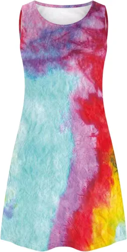 Vista 4 de Ceboyel Womens Tie Dye Tank Dress Causal Summer Sundresses Bohemian Beach Dresses Hawaiian Vacation Cruise Wear 2023