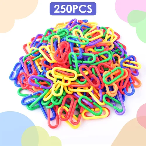 Vista 2 de Bissap Enlaces de cadena de plástico, pájaros, 250 piezas, colores mixtos, arcoíris, bricolaje, clips en C, cadenas, ganchos, jaula de escalada