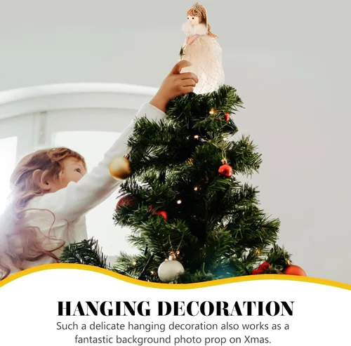 Vista 6 de VILLCASE Decoración para árbol de Navidad de ángel, adorno para árbol de Navidad, decoración de árbol de Navidad para el hogar, vacaciones, fiesta