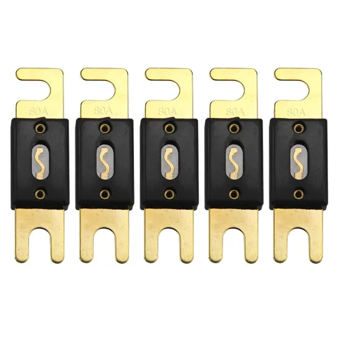 Vista 2 de ZOOKTO - Fusible ANL de 80 amperios chapado en oro, compatible con sistemas de 12 V y 24 V para sistema de audio de vehículos marinos (paquete de 5)