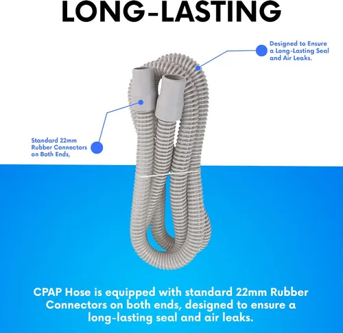 Vista 3 de BISTRAS Fabricado en Estados Unidos, tubo universal CPAP de 8 pies, compatible con todos los principales CPAP, BiPAP y la mayoría de máquinas