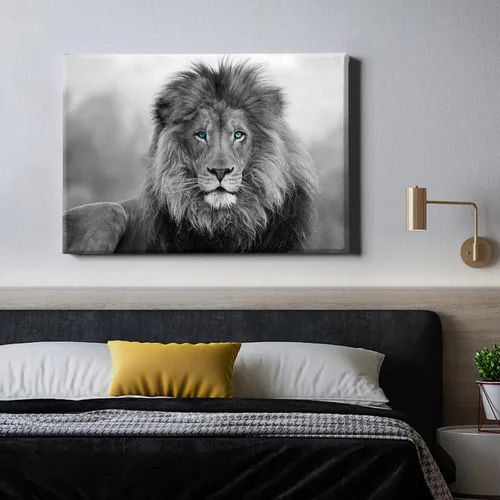 Vista 4 de Lienzo decorativo para pared, póster de leones en blanco y negro, impresiones de retratos de animales, pintura abstracta de leones, arte de pared