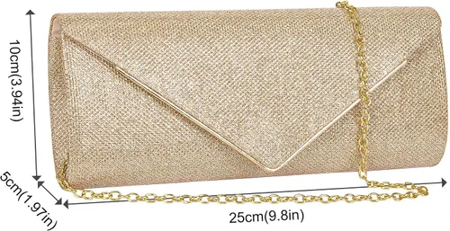 Vista 7 de Larcenciel Bolsos de mano para mujer, bolsa de noche brillante con cadena desmontable