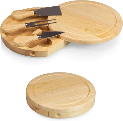 Vista 7 de TOSCANA - un set de tabla de queso de brie de madera de acacia y cuchillo de la marca Picnic Time - Set de tabla de embutidos - Tabla de cortar