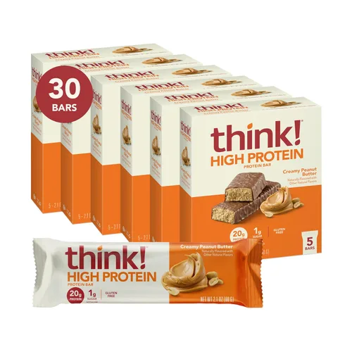 Vista 20 de Think! (thinkThin) Barras ricas en proteína de 20 gramos – Chocolate fundido, 0 gramos de azúcar, sin edulcorantes artificiales, sin gluten, sin