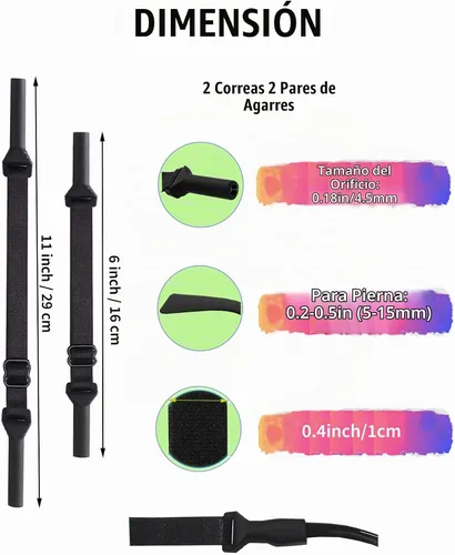Vista 3 de Correa de lentes para niños pequeños (6.5 a 10 pulgadas), agarre de oreja para lentes de ojos