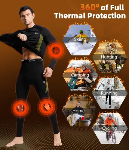 Vista 8 de romision 2 Pack Thermal Underwear for Men Long Johns Fleece Lined Hunting Gear Bottom Top Set Base Layer Cold Weather XS-4XL