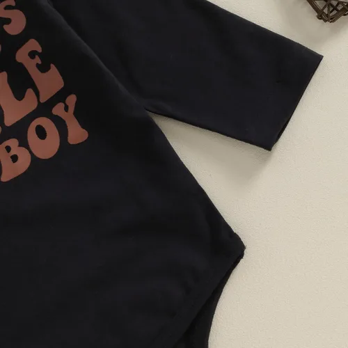 Vista 5 de Omkzanbi Ropa occidental para bebé recién nacido, mameluco de vaquero de mamás y vaquero, estilo retro, pantalones deportivos, sombrero, traje