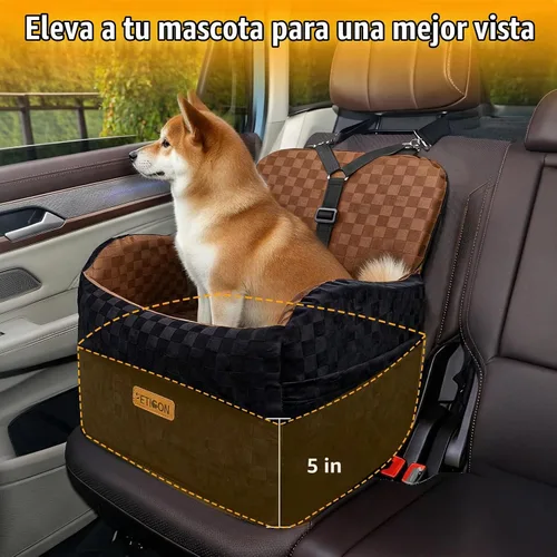 Vista 4 de PETICON Asiento de coche impermeable para perros pequeños y medianos Marrón