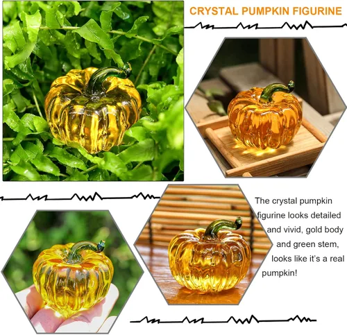 Vista 8 de LONGWIN Paquete de 1 figura de fresa de cristal y 1 figura de calabaza de cristal, fruta y verdura, decoración de cocina para el hogar