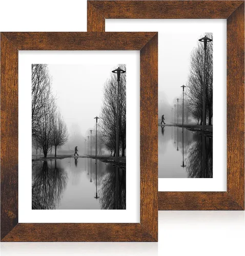 Vista 73 de iRahmen - Juego de 2 marcos de fotos de 4 x 6, marco de madera negro con cristal de alta definición, para mostrar fotografías de 3.5 x 5