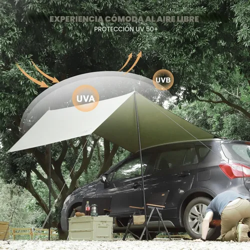 Vista 5 de Toldo Portátil para Coche para SUV, Toldo para Vehículo para Furgoneta de Camping, Camión, No Necesita Herrajes de Portaequipajes del Techo