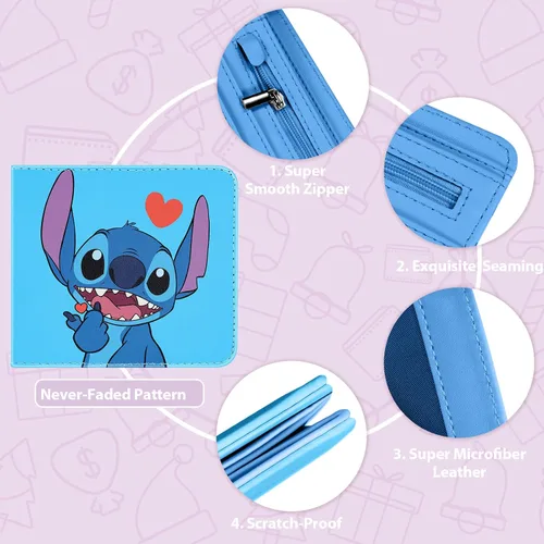 Vista 4 de Oqplog para billetera para dibujos animados, Amor azul Shidizai, Minimalista
